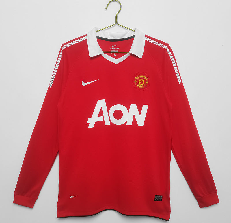 Retro Manchester United 10/11 Långärmad Hemmatröja